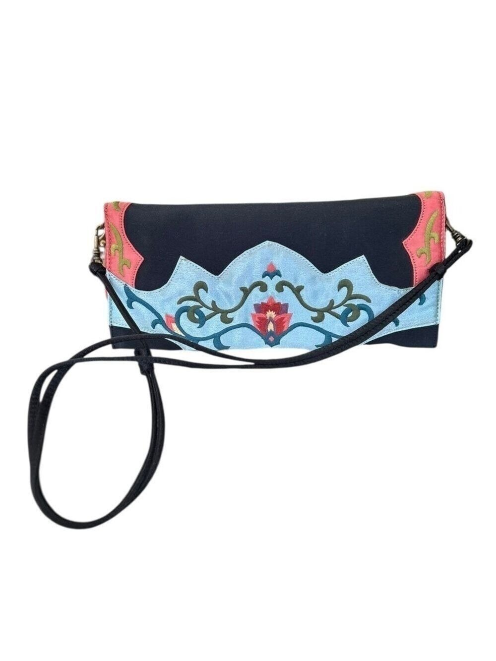 PERFUME RIVER Silk Embroidered Designer Bag Clutch Crossbody Adjustable Strap